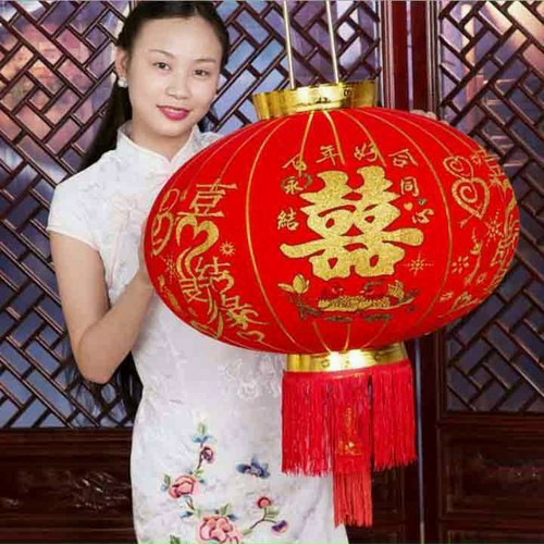 Đèn lồng vải nhung đỏ treo tết lễ hội size 80cm 60cm 100cm