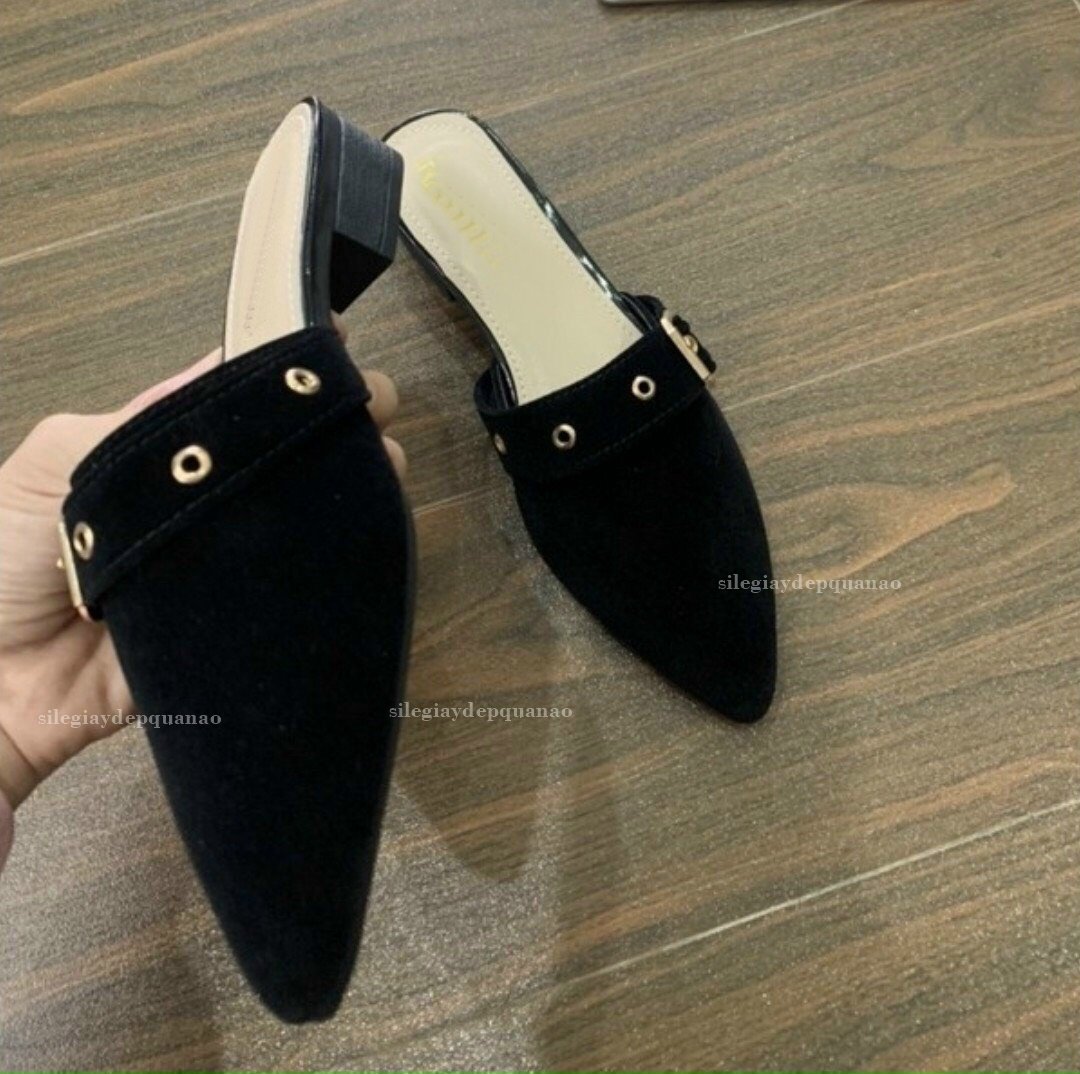 Dép sục nữ phối khuy cài gót 2cm cực êm