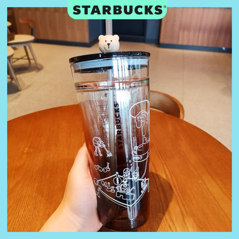 Ly thủy tinh starbucks 2 lớp omber black dung tích 590ml