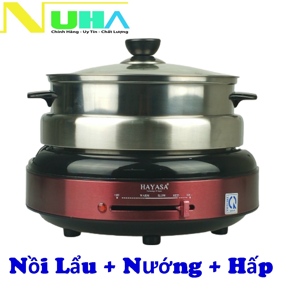 Nồi lẩu, nướng, hấp điện đa năng 4.5L Hayasa HA-690 với các chức năng nấu lẩu canh kho hấp nướng chiên xào
