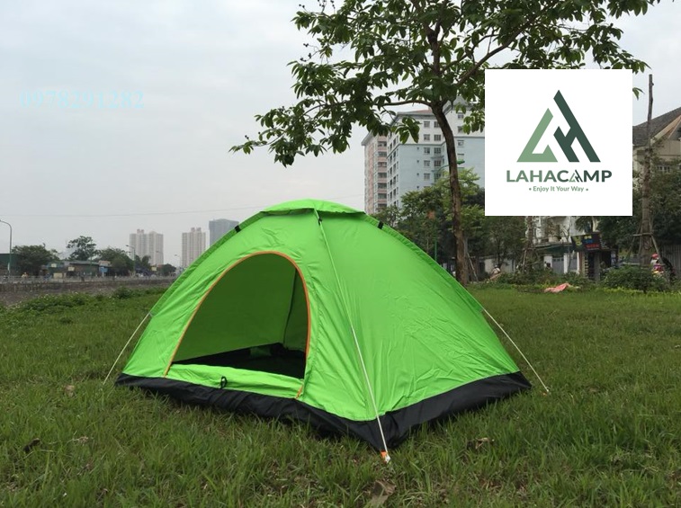 Lều bung 4-6 người 2 cửa to thoáng, có lưới chống muỗi, lớp bạc chống tia UV