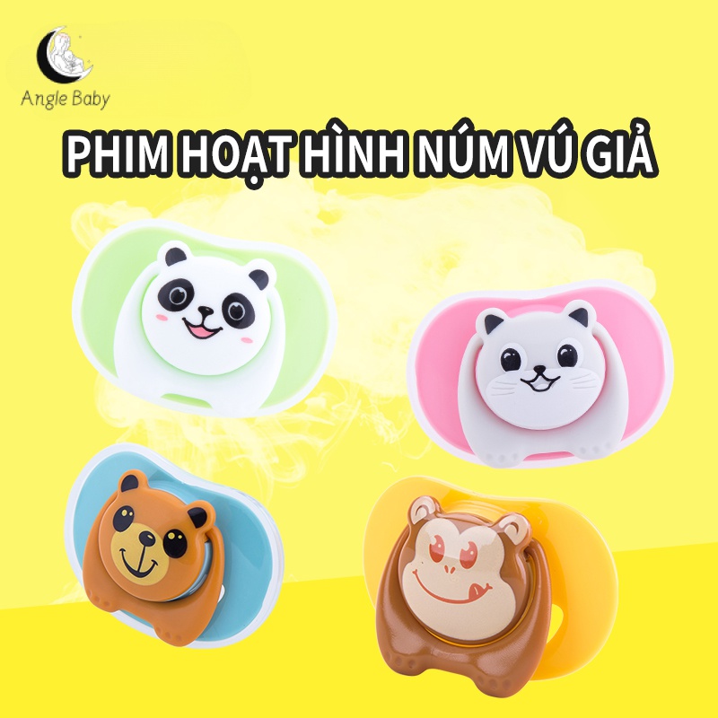 Núm vú giả silicon mới cho bé, thiết kế hoạt hình, núm vú giả cho bé ngủ, núm vú giả tròn, núm vú giả phẳng