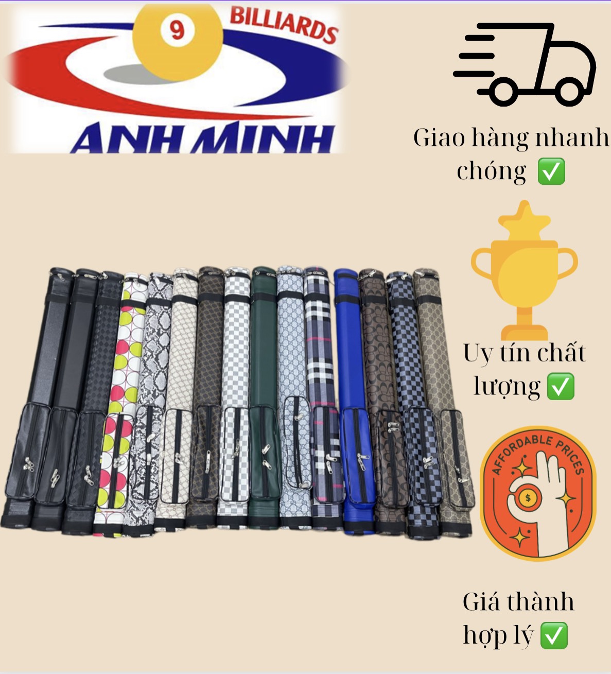 [HCM]Bao đựng cơ bida 1x1 hàng nhập