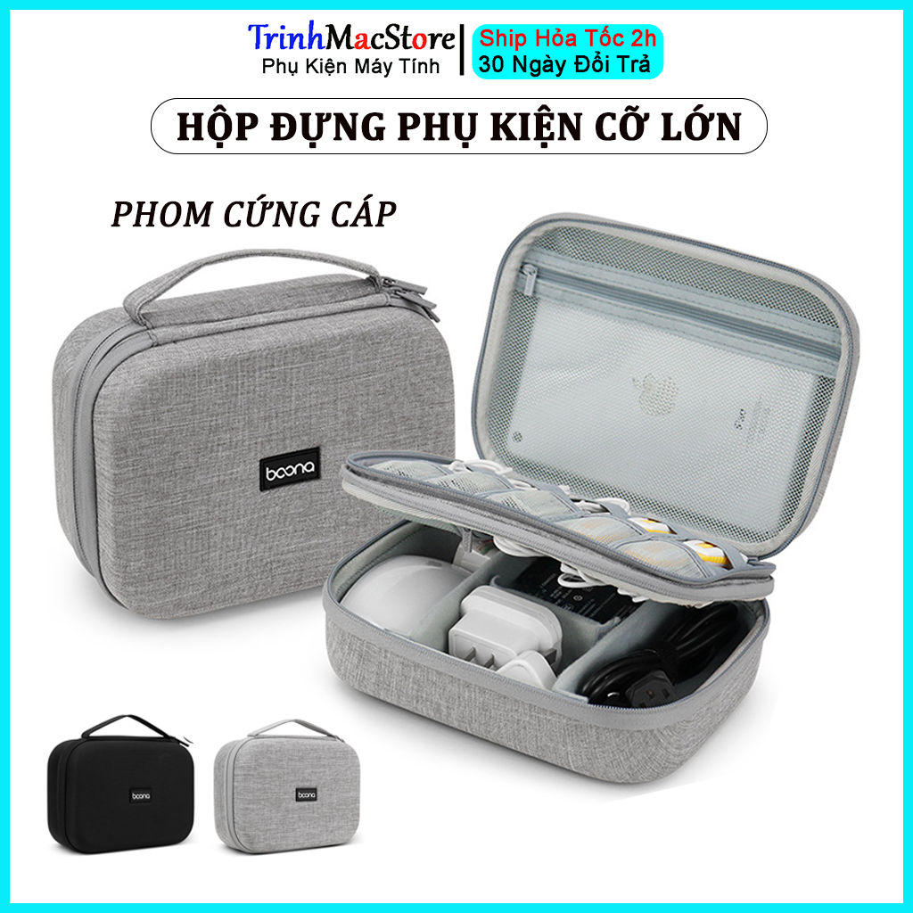 Hộp đựng phụ kiện công nghệ phom cứng, túi đựng phụ kiện laptop macbook, đựng sạc cáp, pin dự phòng, máy tính bảng, phụ kiện máy tính