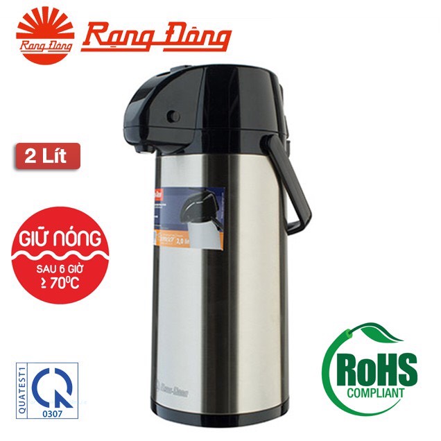 Phích giữ nhiệt inox cao cấp rạng đông 2l 2.5l , có cần bơm nước, đế xoay 360 độ