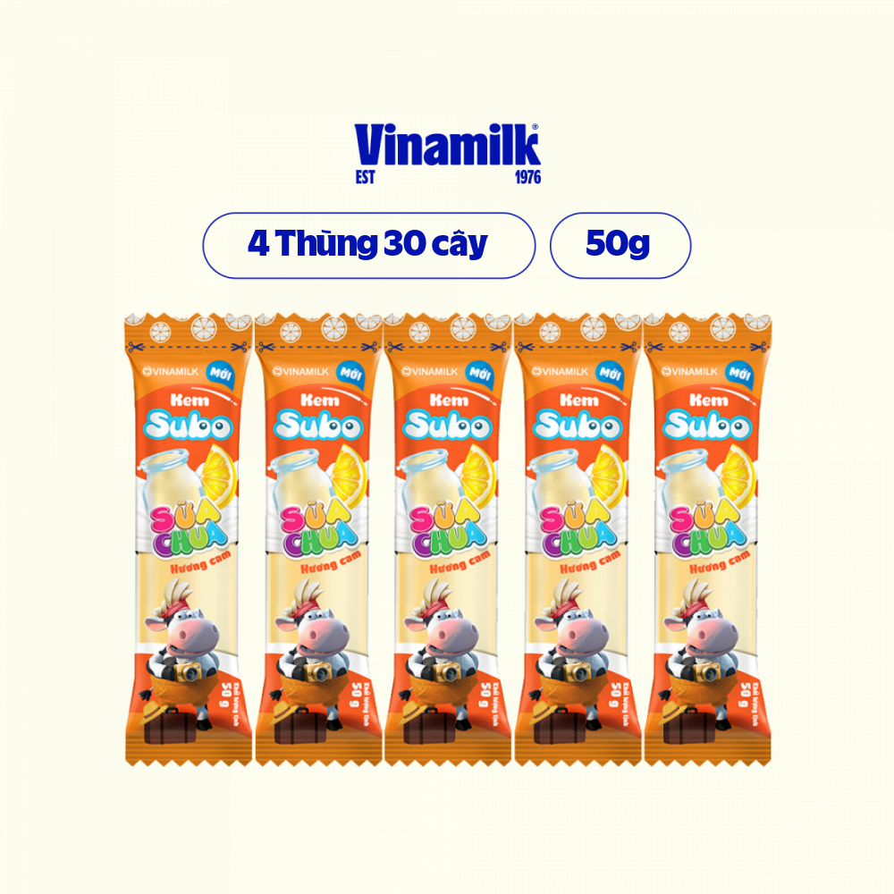 4 Thùng Kem sữa chua hương cam Subo cây 50g - 30 cây/Thùng