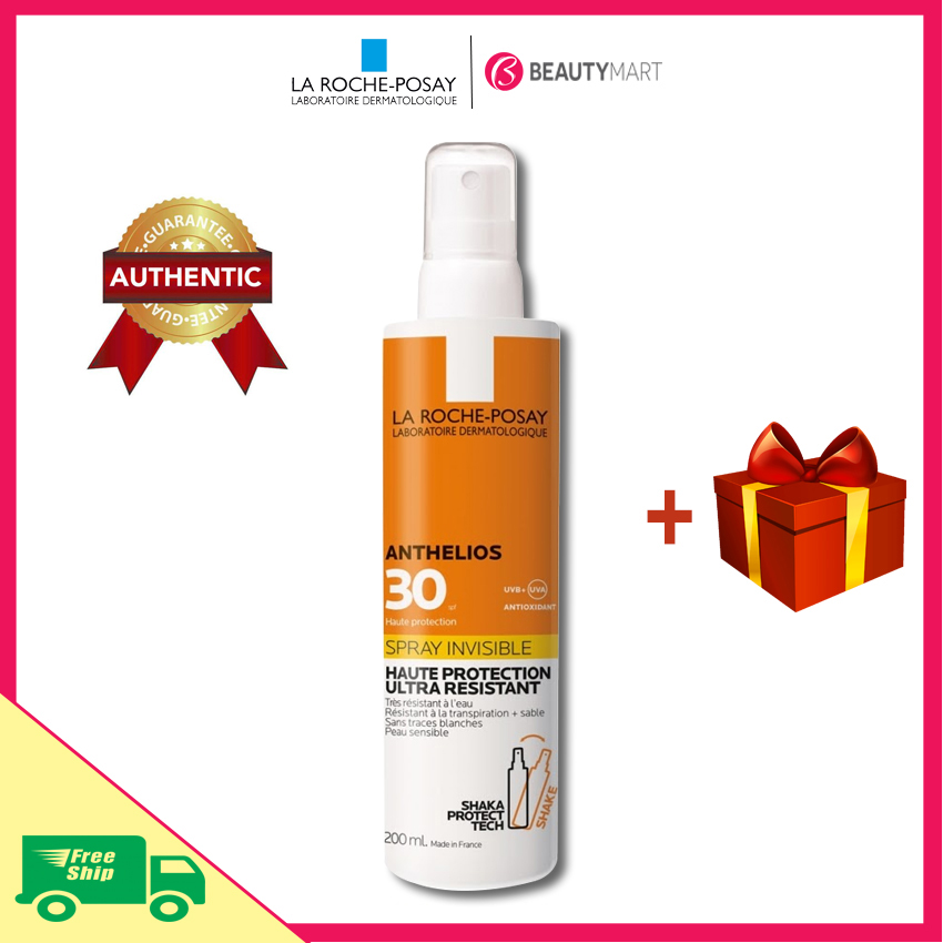 [Freeship+Tặng quà] Kem chống nắng toàn thân cho da nhạy cảm La Roche Posay Anthelios Spray Invisible SPF30 200ml chính hãng Pháp - BeautyMart