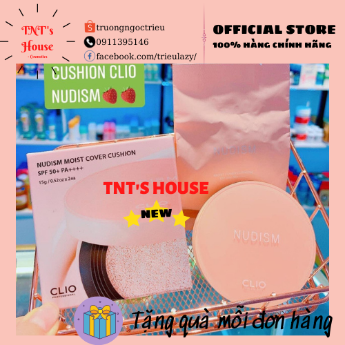 Cushion Clio, Phấn nước Clio Nudism Moist Cover giúp da căng bóng, độ che khuyết điểm cao kèm lõi refill đủ bill