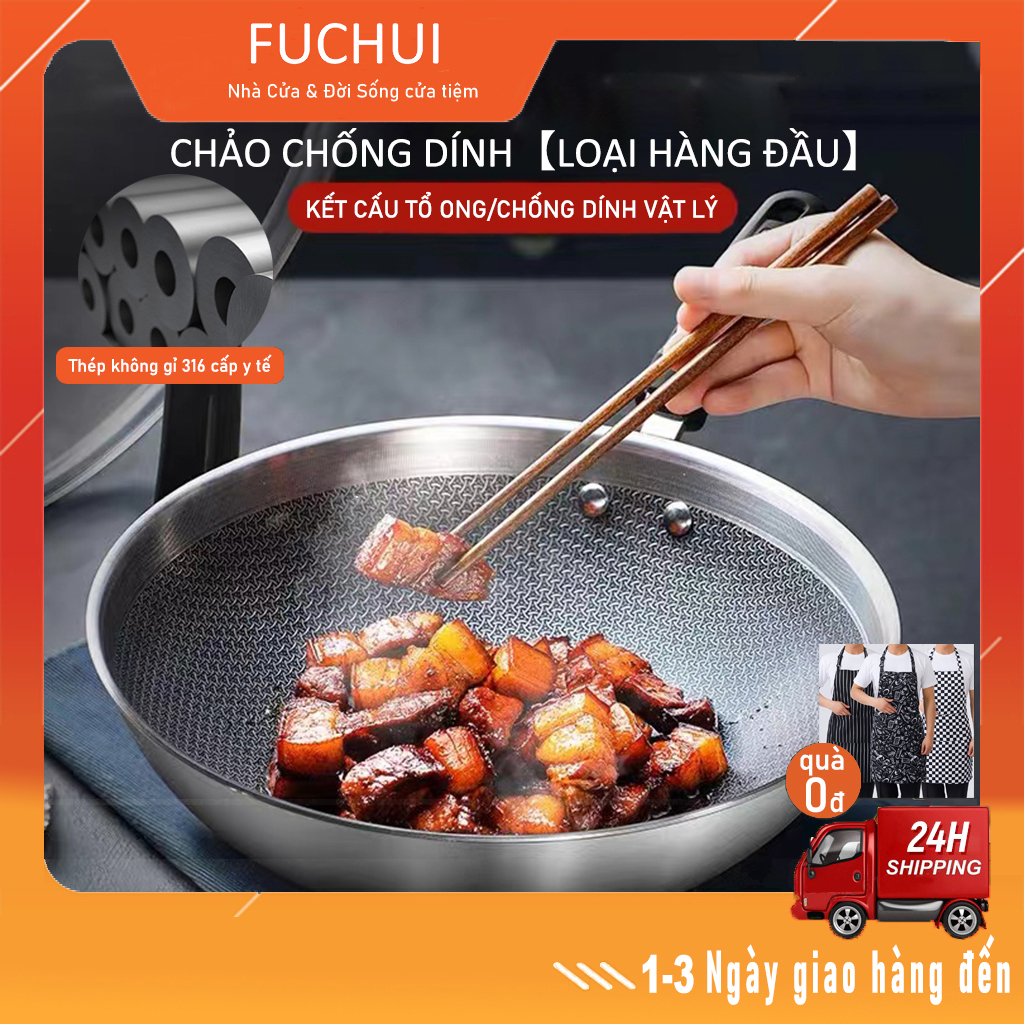 Chảo Chống Dính Vân Tổ Ong chảo chống dính 316 thép không gỉ chảo 32cm Phù hợp với mọi loại bếp