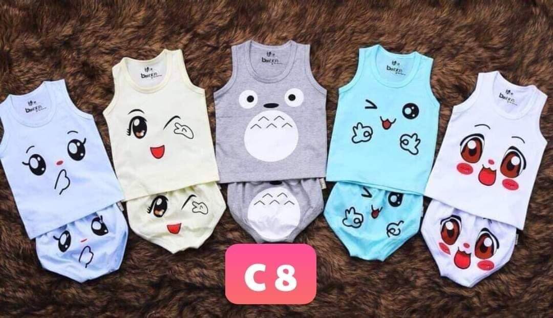 Sét 5 bộ cotton chip hình mặt cười đáng yêu