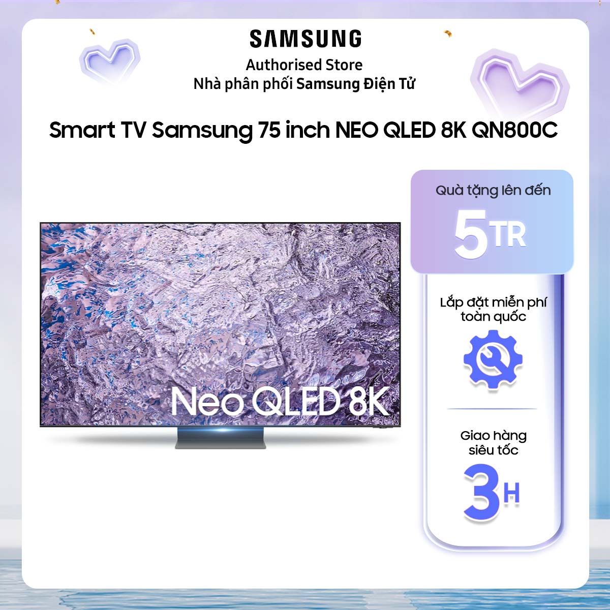 [NEW 2023][Giao hàng và lắp đặt nội thành phố HCM trong 2H] 75QN800C - Smart Tivi SAMSUNG Neo QLED 8K 75 inch QA75QN800CKXXV QA75QN800C
