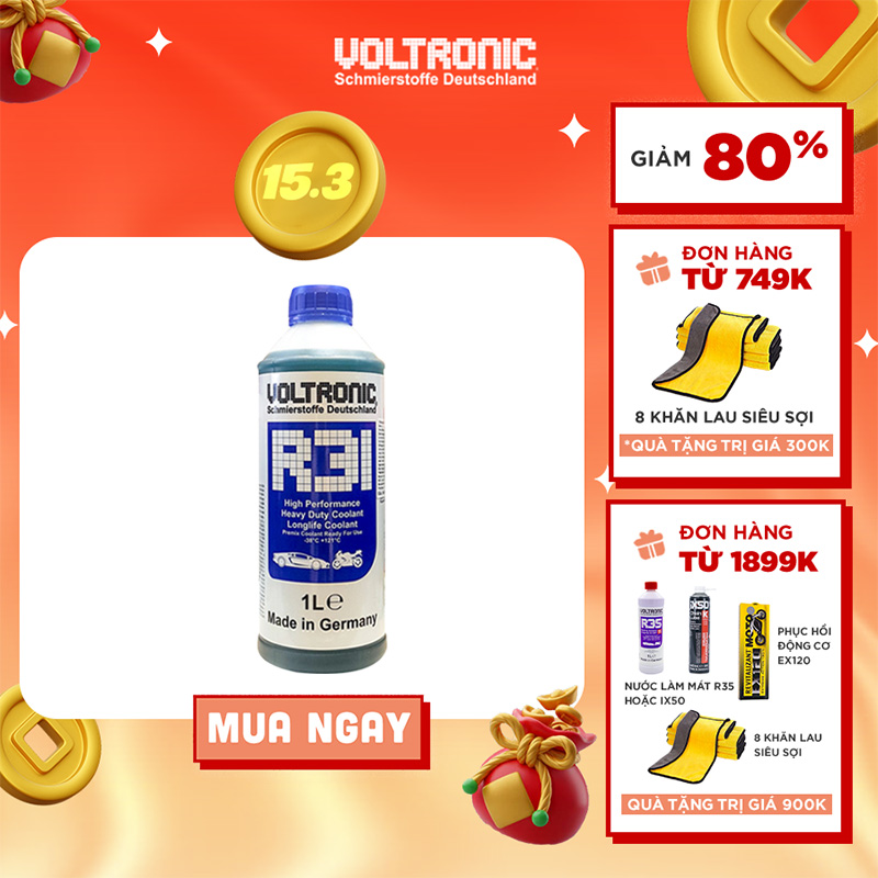 Nước làm mát động cơ nhập khẩu đức voltronic r31 coolant pha sẵn 1l - made in germany