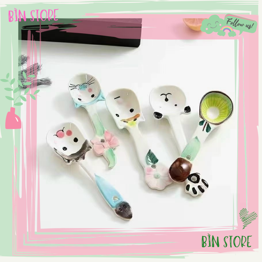 Thìa sứ ăn cơm cho bé , muỗng ăn dặm cho bé bằng sứ dễ thương, cho bé nhỏ ăn dặm bé lớn tập ăn BÌN STORE