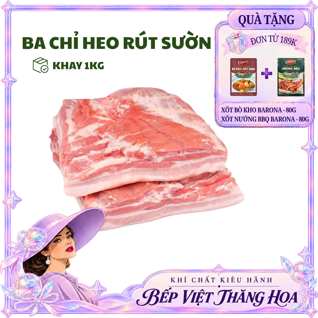 [HỎA TỐC HCM] Ba chỉ heo rút sườn nguyên tảng - Túi 1 Kg