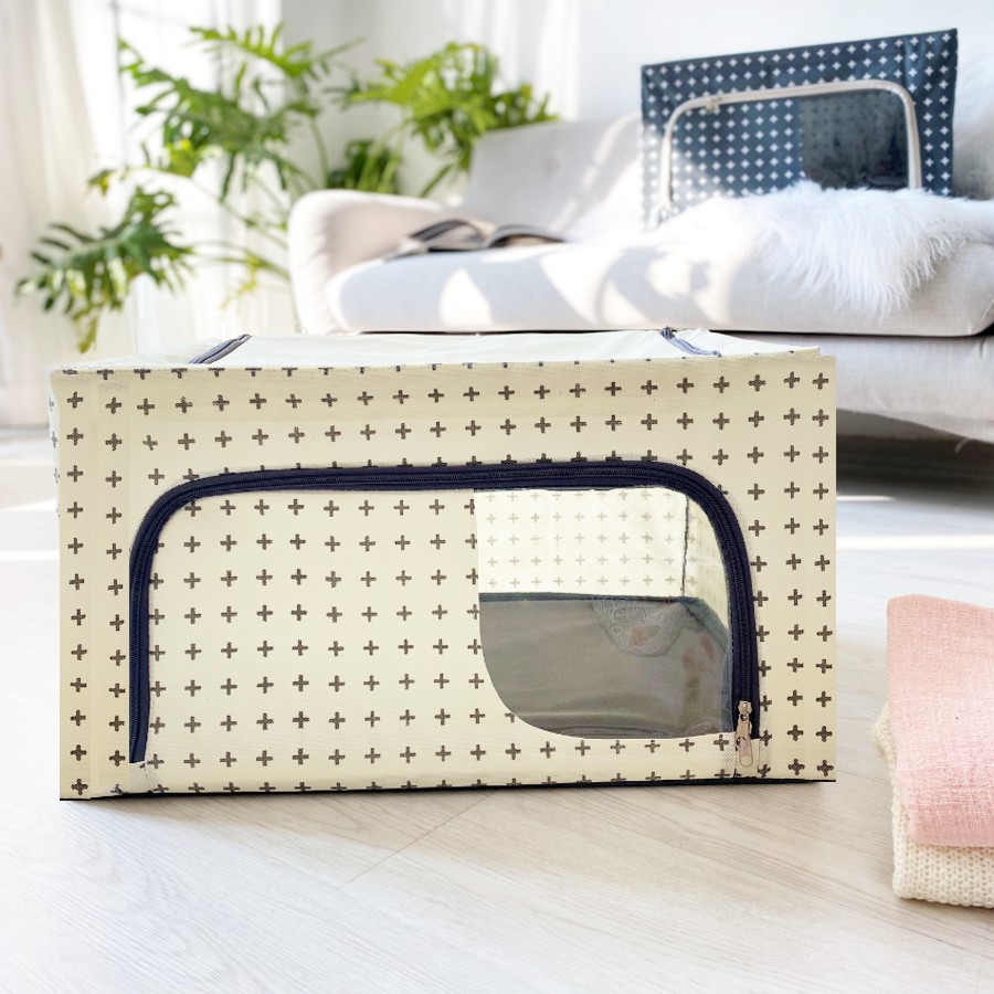 [HCM]TÚI ĐỰNG QUẦN ÁO KHUNG THÉP 66L MÀU TRẮNG-LIVING BOX 66L