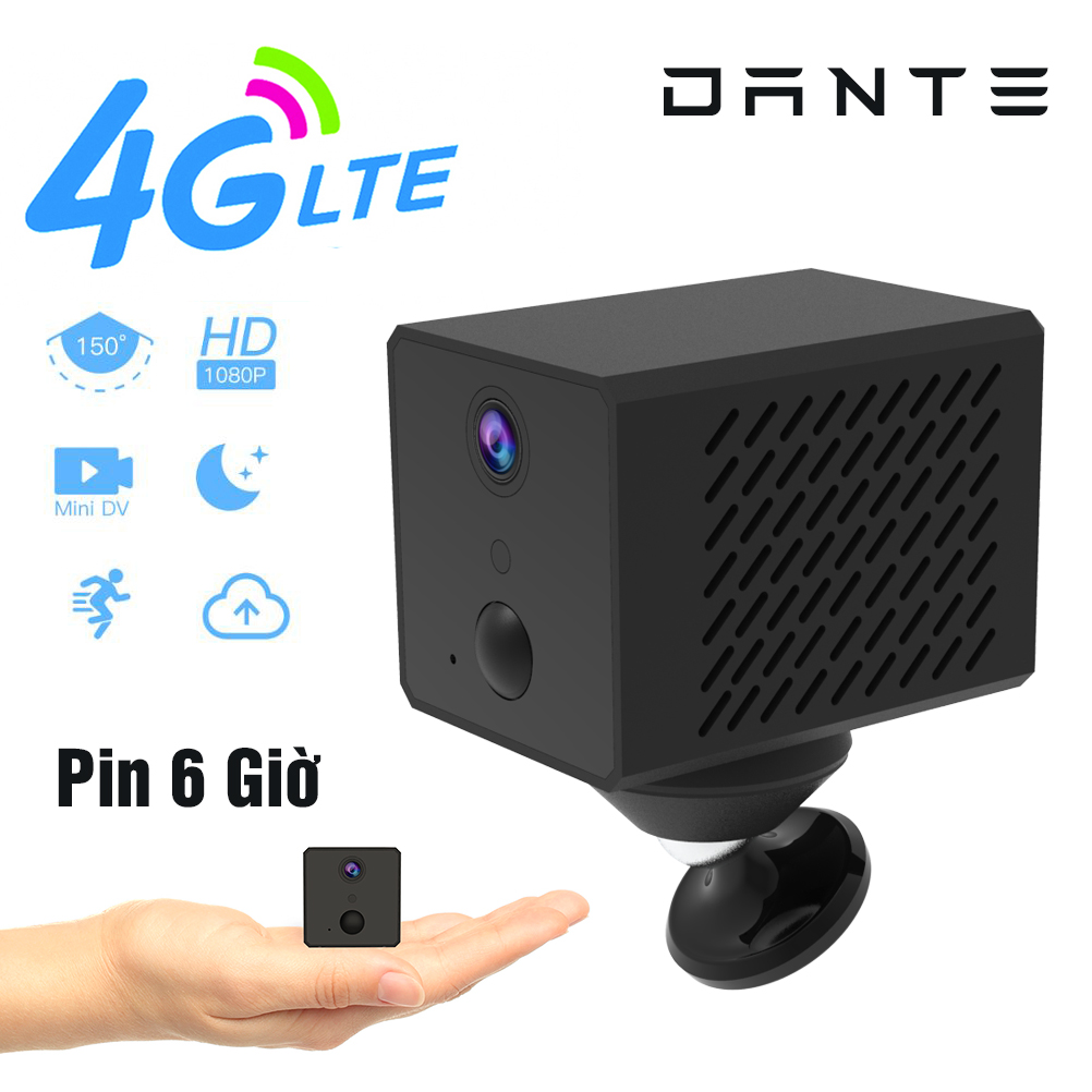 Camera Mini Sim 4G DANTE CB72 Full HD 1080P 2.0 Siêu Nhỏ Gọn, Pin 2600mAh chạy liên tục 6 giờ, Quan Sát Báo Động Chống Trộm, Giám Sát Hành Trình Ô Tô, Hồng Ngoại Ẩn Nhìn Rõ Ban Đêm - Hàng Chính Hãng