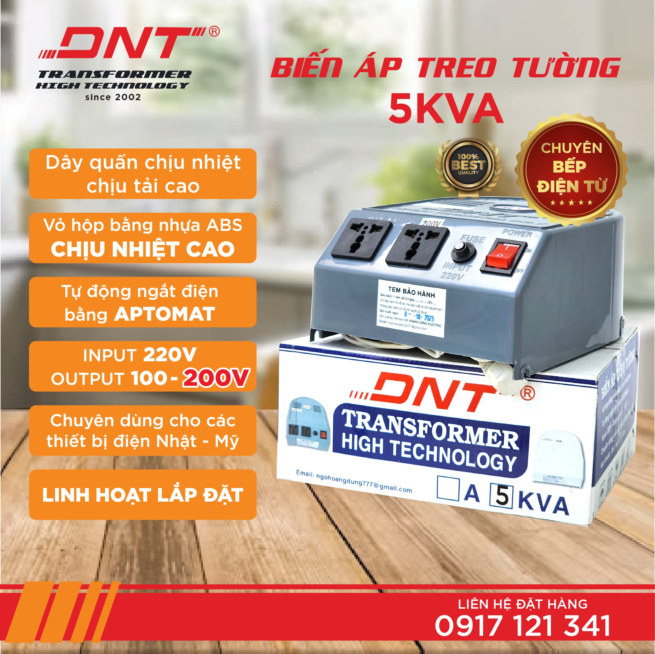 Biến áp dnt 5kva 220v ra 200v dùng cho bếp từ nhật bản
