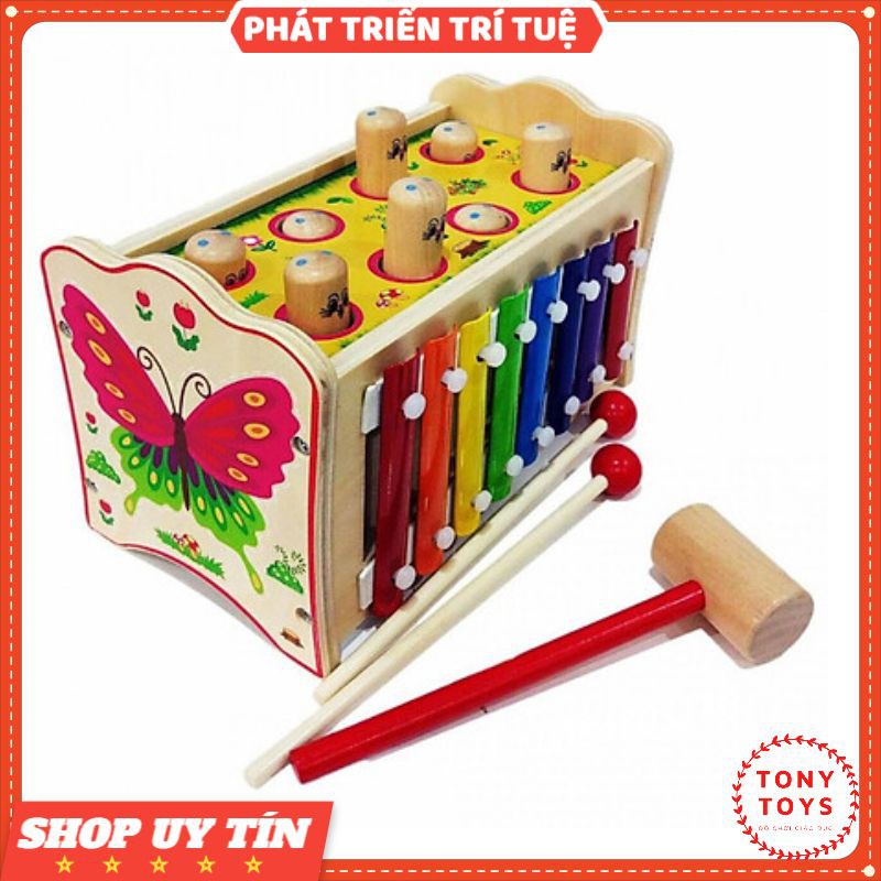 Đồ chơi gỗ đập chuột kèm đàn 8 thanh âm phát triển kỹ năng cho bé