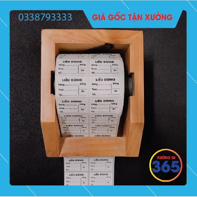 Combo 1 cuộn tem chia liều dùng và 1 kệ gỗ (tiết kiệm)