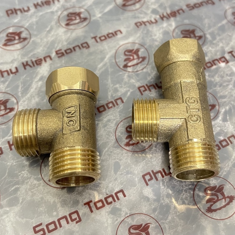 [TÊ CHIA NƯỚC] Tê cầu đai ốc xiết ren G 1/2 21 ngoài trong Sử dụng chia nước dây cấp cho bồn cầu & lavabo - Đồng thau