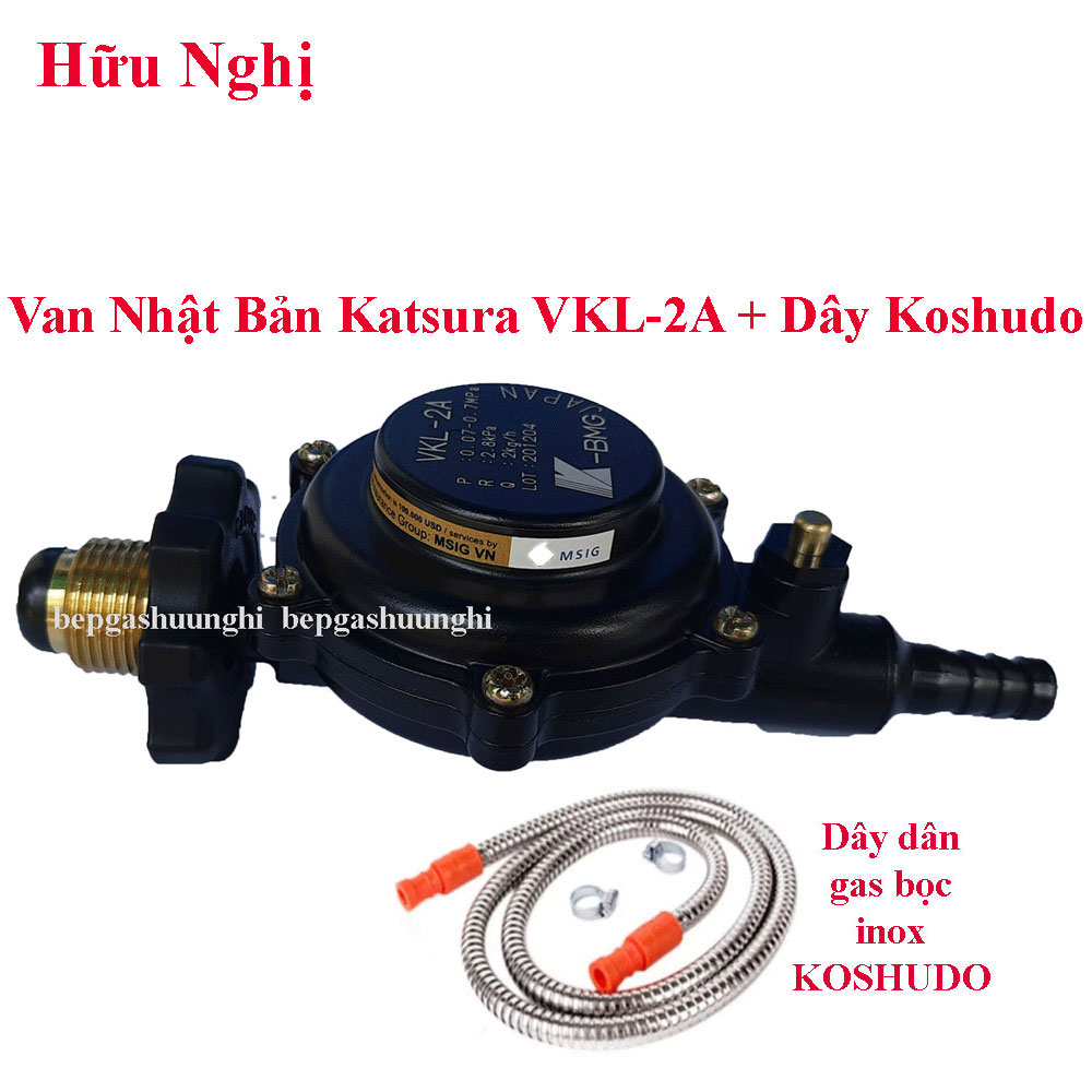 Bộ van điều áp Katsura nhật bản VKL-2A, Dây inox Koshudo