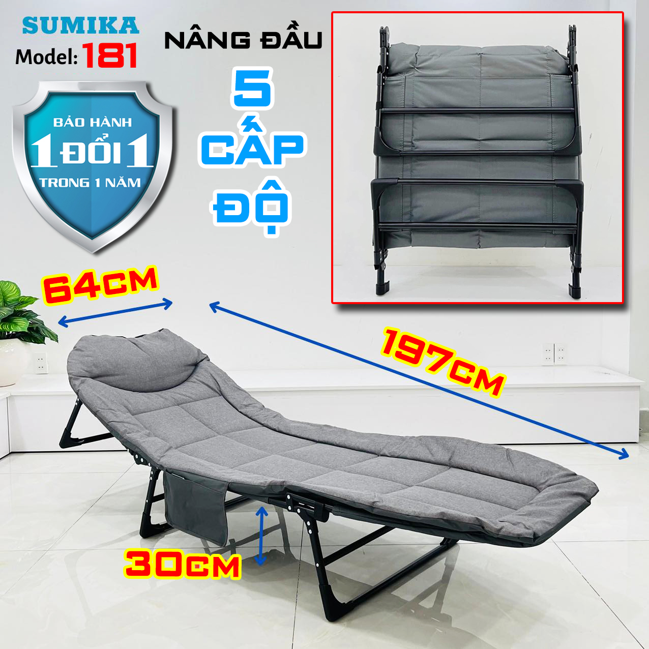 Giường xếp gấp gọn văn phòng Sumika 183, 181, 298 giường du lich giường thư giãn,giường văn phòng