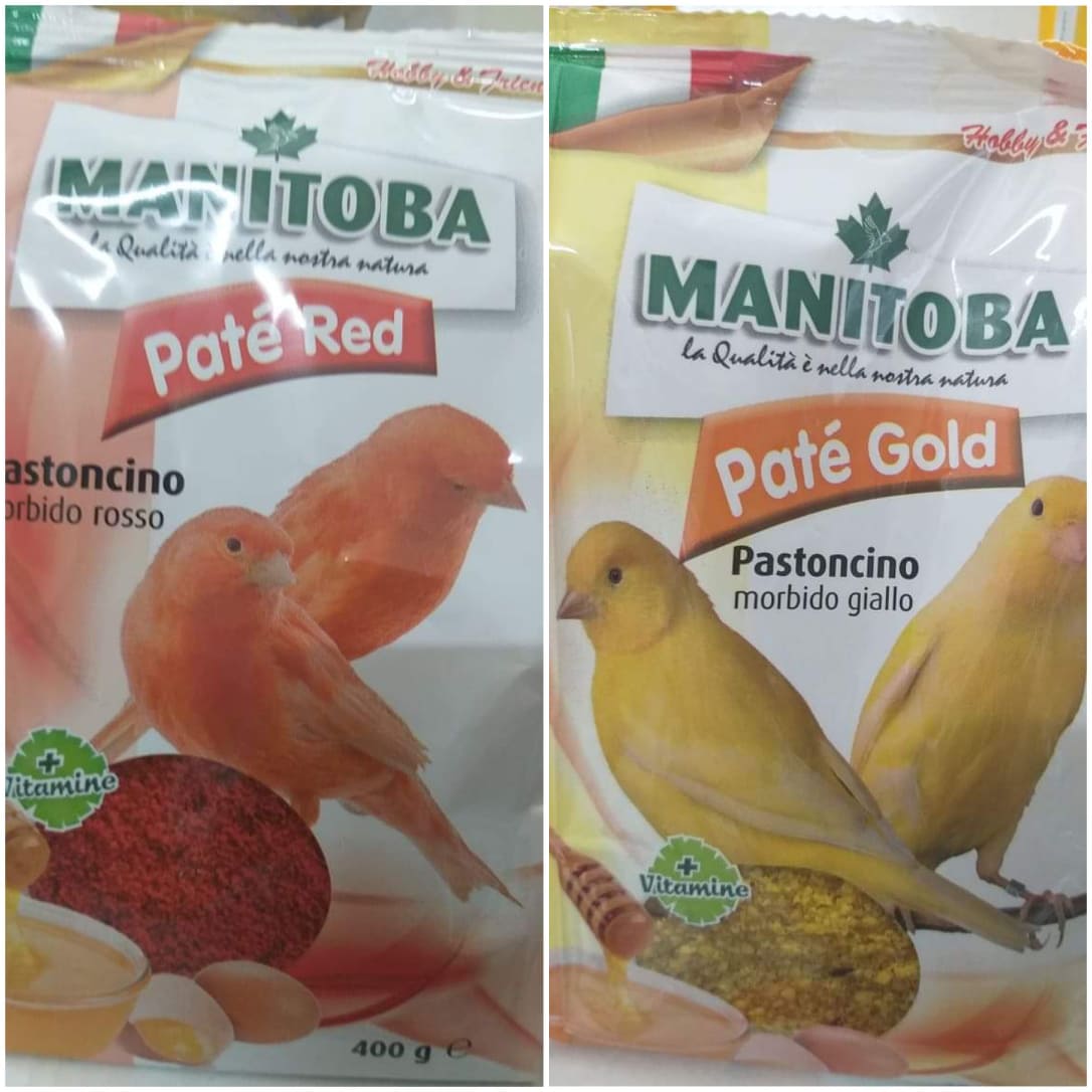 cám trứng đỏ/vàng PATE RED/ PATE GOLD của Manitooba (Ý) gói nguyên 400g dành cho hồng yến/hoàng yến