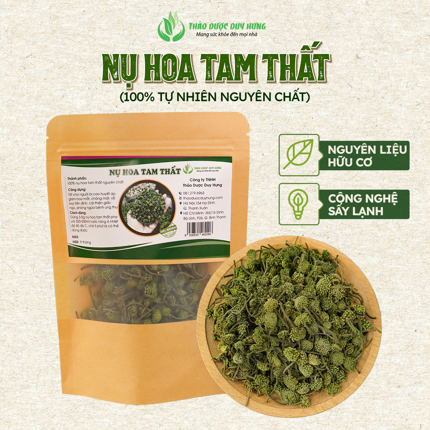 Trà nụ hoa tam thất bao tử khô Hàng chuẩn cao cấp thơm ngon - Công ty TNHH Thảo Dược Duy Hưng