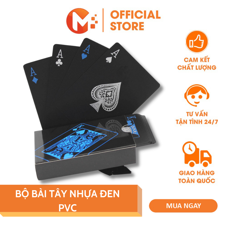 Bộ Bài Tây Nhựa Đen PVC Chống Thấm Nước Chống Gian Lận Chia Trộn Bài Dễ Dàng Poker Đa Năng Chơi Bài Ảo Thuật Phi Bài bộ bài tây mạ vàng bộ bài tây ảo thuật bộ bài tây plastic tú lơ khơ bằng nhựa Mikatek