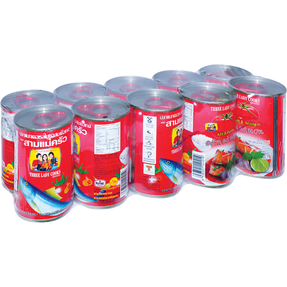 Lốc 10 lon cá nục xốt cà 3 cô gái 155g/lon