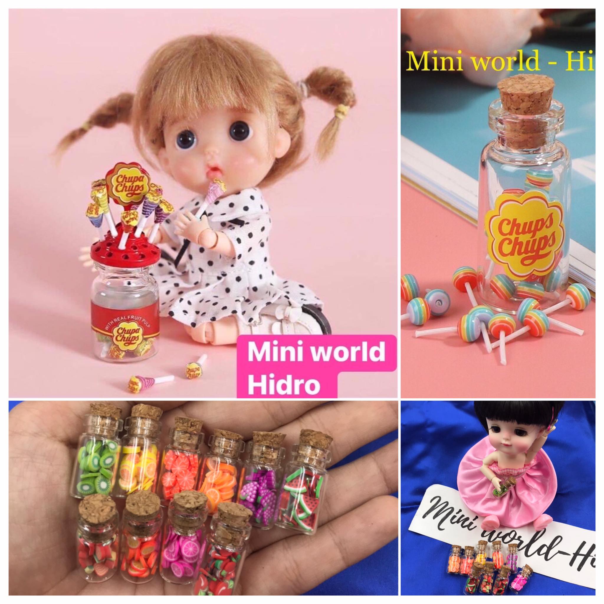 Mô hình hũ kẹo mút chupa chups mini tí hon tỉ lệ 1/12 trang trí nhà búp bê. Sản phẩm là đồ chơi tí hon ko phải kẹo thật.