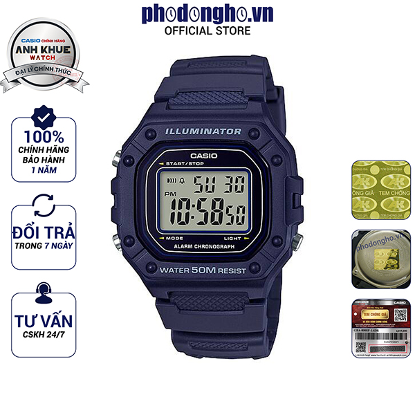 Đồng hồ nam casio anh khuê w-218h-2avdf