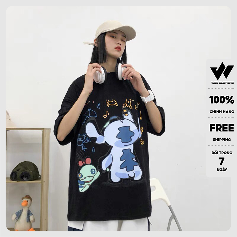 Áo thun tay lỡ unisex WIIS form rộng Hoạt Hình Vẽ Tranh nam nữ phong cách ulzzang