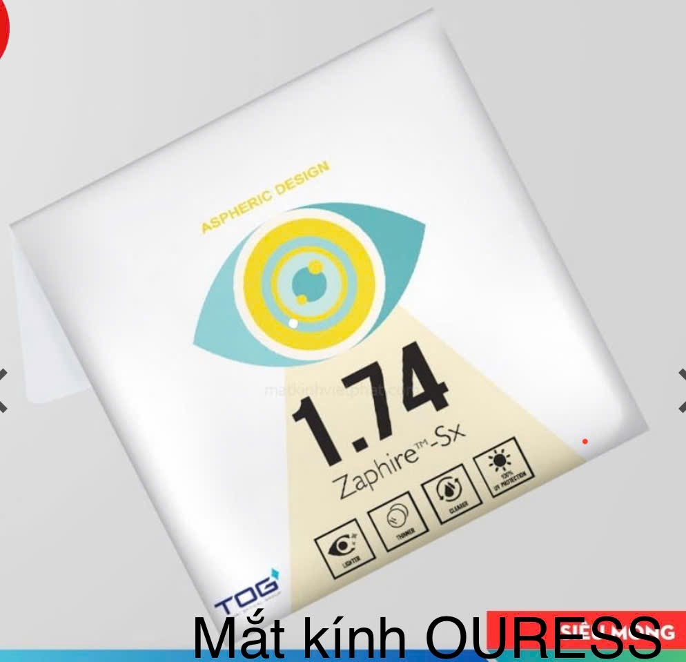 Tròng kính tog cận/viễn/ loạn siêu mỏng 1.74 chống ánh sáng xanh chính hãng mắt kính OURESS
