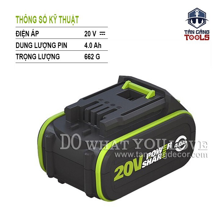 Pin li-ion 20v 4.0ah worx wa3595
