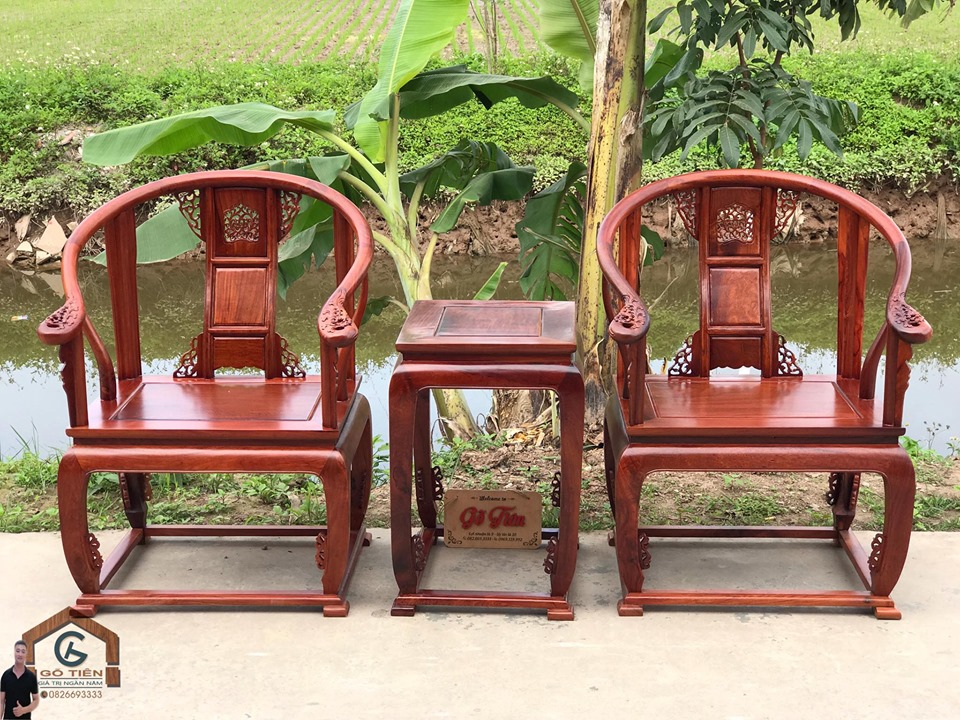 Bộ bàn ghế minh đế 3 món gỗ Hương