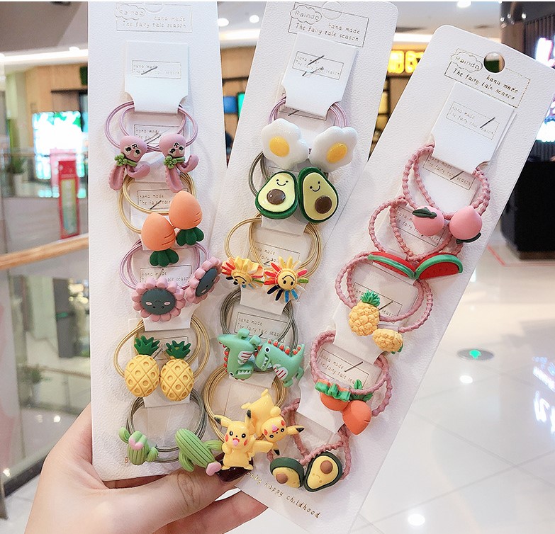 Set 10 dây cột tóc cho bé hoạt hình dễ thương ctte06