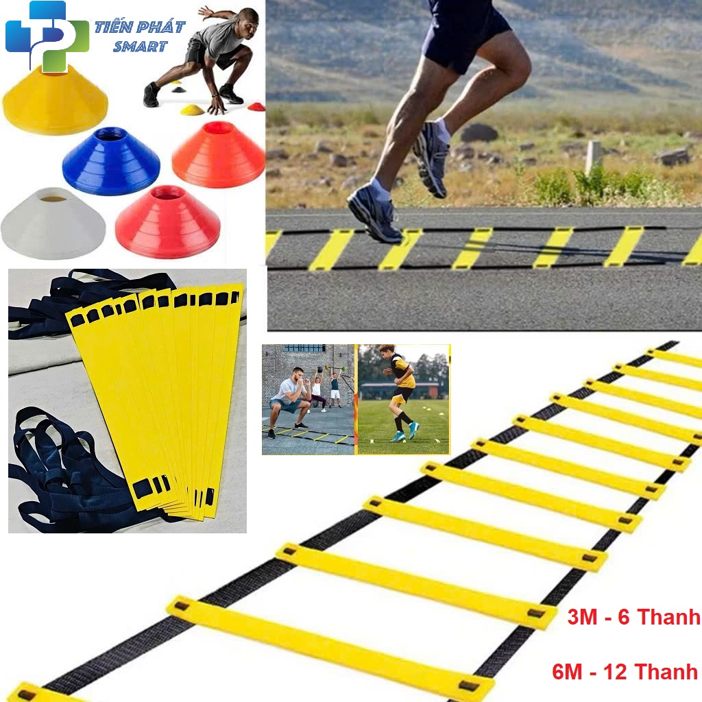 Thang Dây Tập Luyện Thể Thao Thể Lực,Nấm chiến thuật ,Tốc Độ - Dài 3m – 6m - Thang Dây Tập Đá Bóng, Đá Banh