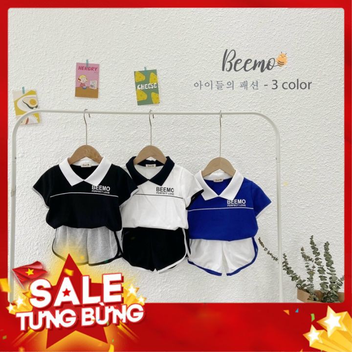 [Ảnh Thật+Video] Bộ Đồ Thể Thao Cộc Tay Cổ Polo Bé Trai Bé Gái Beemo Xuất Dư