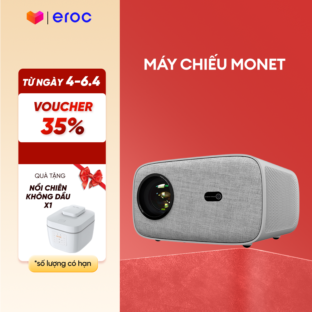 Máy chiếu Eroc MONET máy chiếu xem phim độ phân giải Full HD 450 ANSI/5500 Lumens Android IOS Tương thích Netflix Automatic Keystone - Bảo hành 1năm