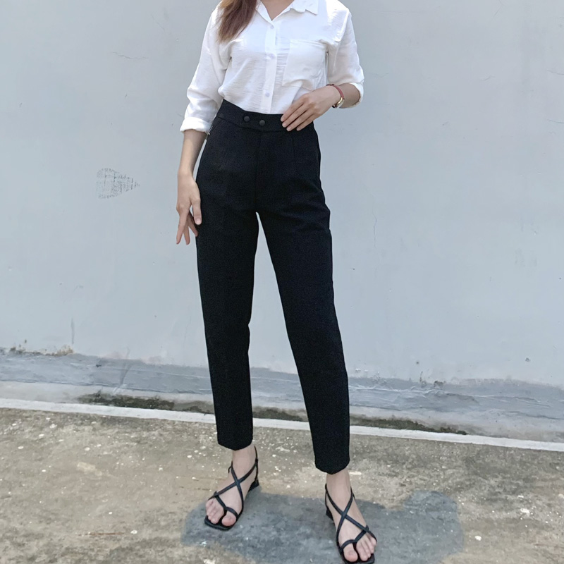 Quần dài nữ 2 nút bát vải tuyết mưa ống nhỏ thời trang công sở QTM07