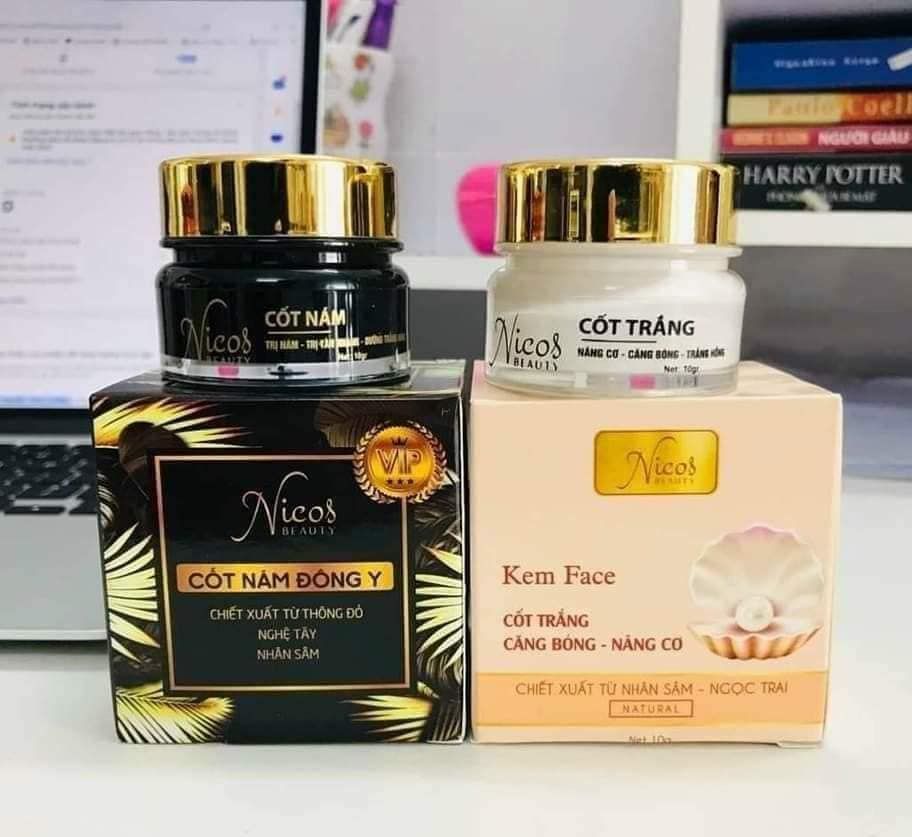 [Chính hãng] Combo 2 Hộp Kem Face Cốt nám Đông Y Nicos Thanh Nhi 10gr + Kem Cốt trắng nâng cơ Nicos Beauty 10gr