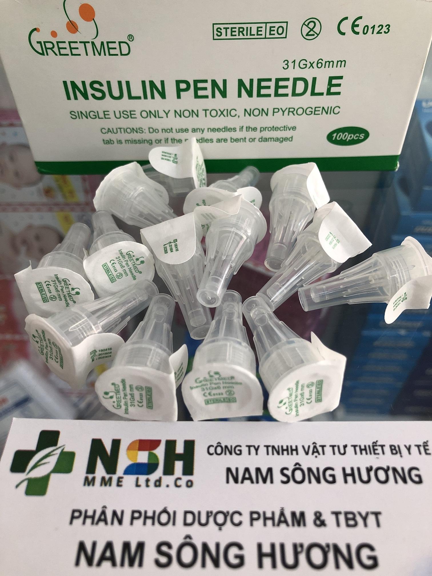 COMBO 50 Đầu bút kim tiêm insulin kim chích tiểu đường Greetmed 31G (kim bánh ú)