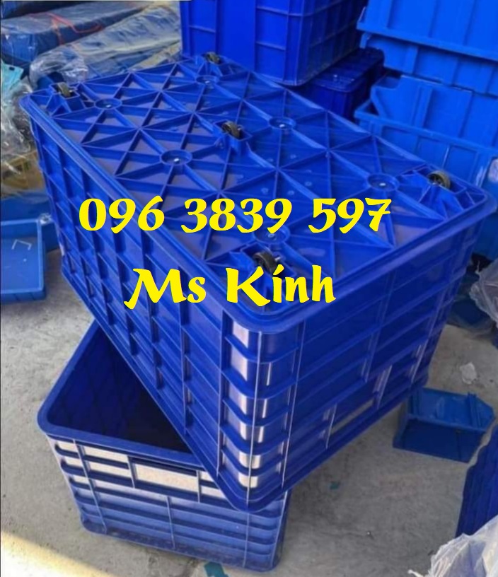 Sóng bít 5 bánh xe, sóng nhựa có bánh xe, 780x500x430 mm, thùng nhựa đặc có bánh xe