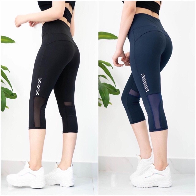 Quần lửng chấm bi thể thao tập gym yoga nữ