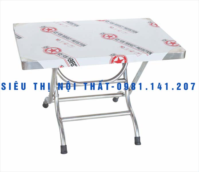 Bàn ăn chữ nhật kích thước 0,7m x 1m2 inox 201 chân cao 75cm