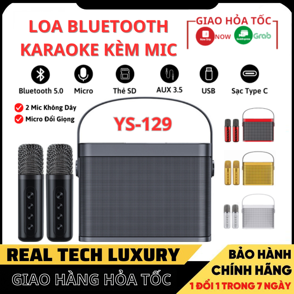 Loa bluetooth karaoke Su-Yosd YS-219 - Tặng kèm 2 mic không dây - Hiệu ứng đổi tông giọng vui nhộn - Loa xách tay du lịch thời trang nghe nhạc, hát karaoke cực hay Chính hãng bảo hành 2 năm