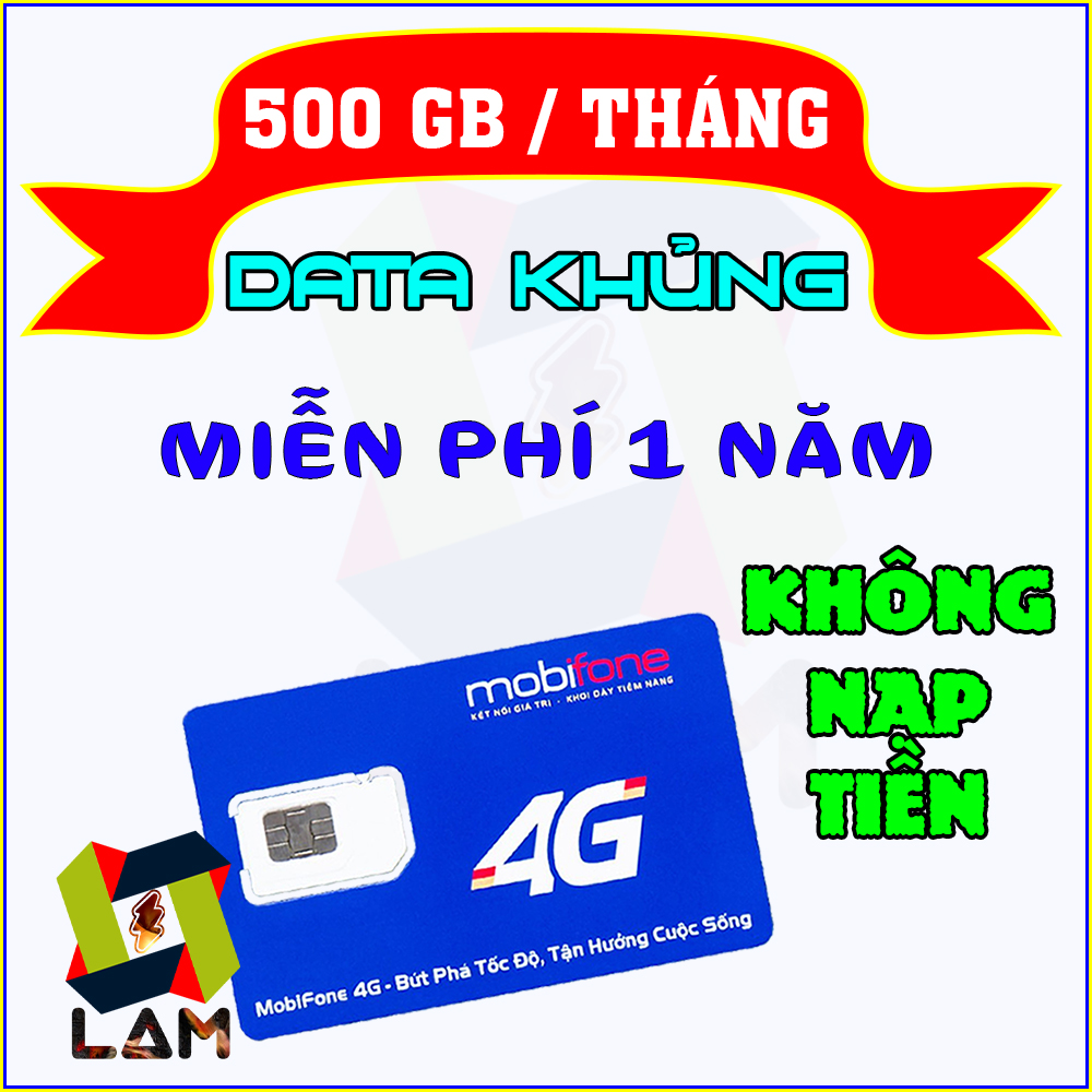 FREESHIP - CHƯA KÍCH HOẠT. Sim 4G Mobifone 500GB/tháng (có eSIM) - Thích hợp phát WIFI - Trọn gói 1
