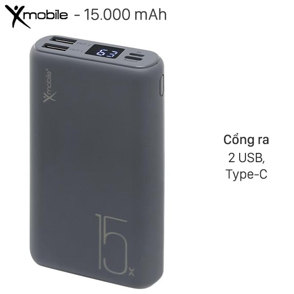 Pin sạc dự phòng Polymer 15.000mAh Type C Xmobile PJ JP200 Xám ( Likenew )