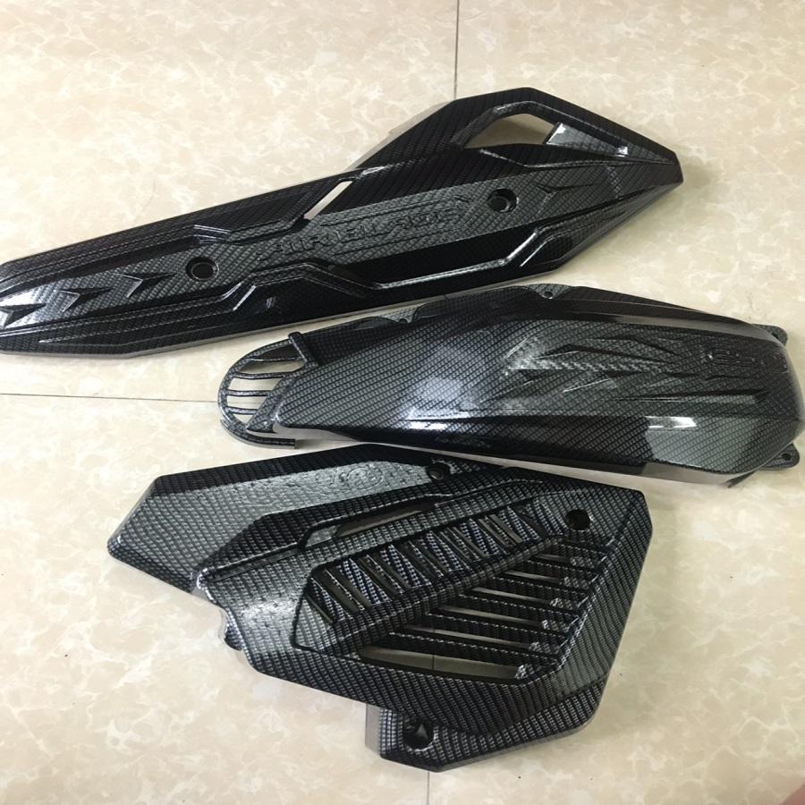 Combo 3 món: pô e- quạt gió- ốp pô air blade 125 sơn cacbon 2013 - 2019 cao cấp